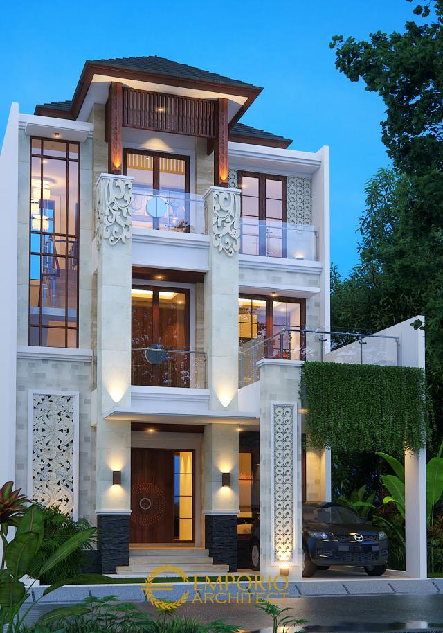 #homeexteriordesign - Mrs. Sri Villa Bali House 3 Floors Design - Batam - Code 9930