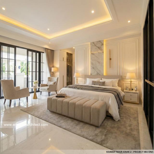 Desain Kamar Tidur Anak 2 Rumah Klasik 2 Lantai Ibu DNA di Cibubur, Jakarta Timur
