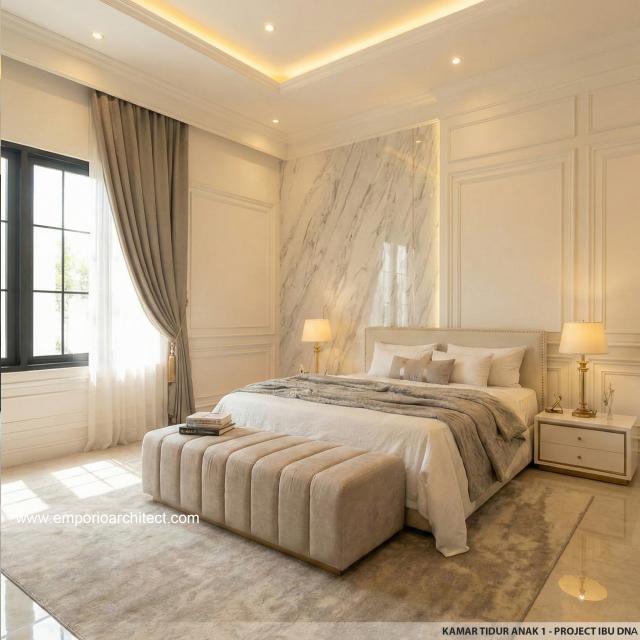 Desain Kamar Tidur Anak 1 Rumah Klasik 2 Lantai Ibu DNA di Cibubur, Jakarta Timur