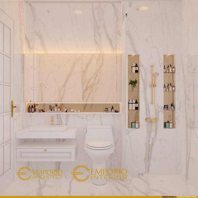 Desain Kamar Mandi 2 Rumah American Klasik 2 Lantai Bapak Hakim di Cibubur, Jakarta Timur