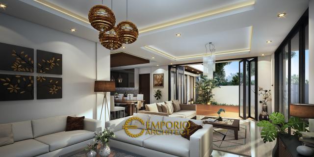 Desain Ruang Keluarga Rumah Hook Modern 3 Lantai Bapak Frits di Makassar