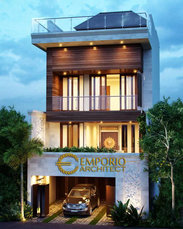 Desain Exterior 1 Rumah Villa Bali 3 Lantai Bapak Noga di Jakarta