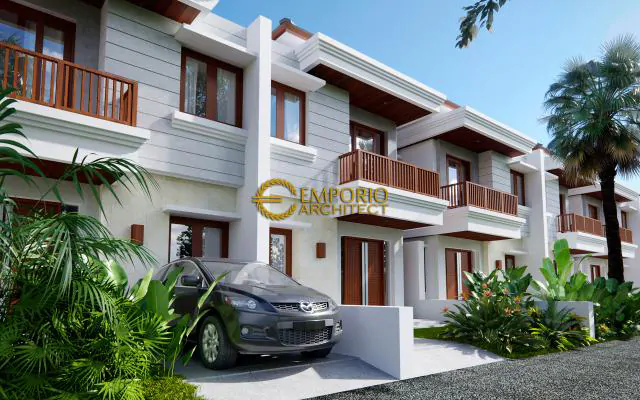 Desain Tampak Depan 2 Perumahan Arya Green Pamulang Villa Bali 2 Lantai Lebar 7 by Abipraya Properti di Jakarta