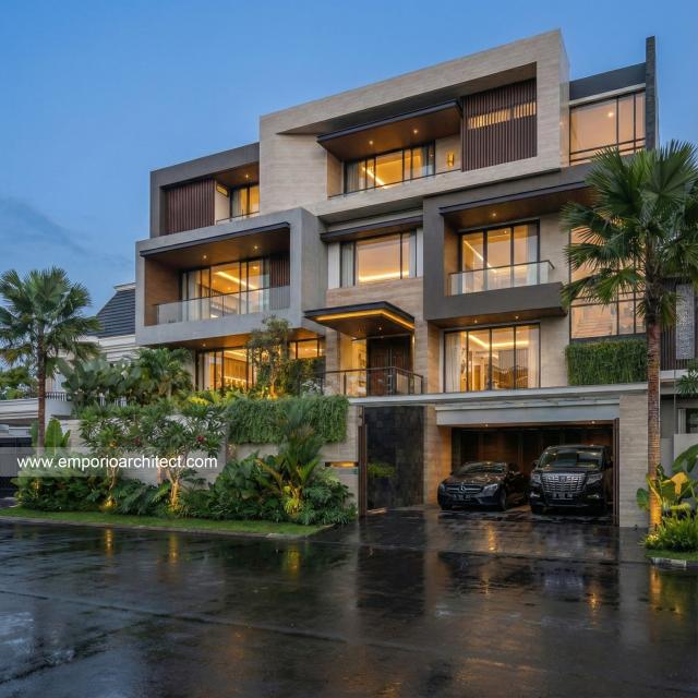 Desain Tampak Depan 3 Rumah Modern 4 Lantai Ibu Suwaty di Jakarta