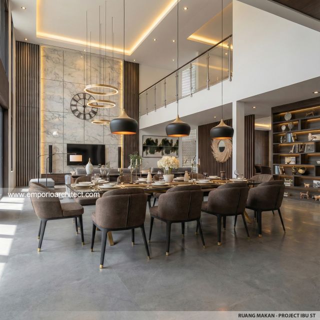 Desain Ruang Makan Rumah Modern 4 Lantai Ibu Suwaty di Jakarta