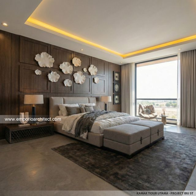 Desain Kamar Tidur Utama Rumah Modern 4 Lantai Ibu Suwaty di Jakarta