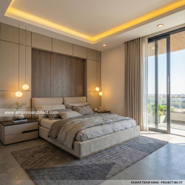 Desain Kamar Tidur Anak Rumah Modern 4 Lantai Ibu Suwaty di Jakarta