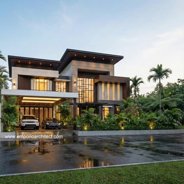 Desain Tampak Depan 3 Rumah Modern 2 Lantai Mrs. J di Jakarta