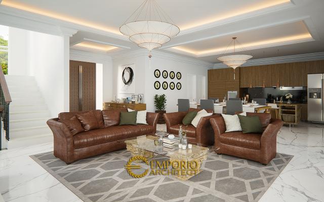 Desain Ruang Keluarga Rumah Classic 3 Lantai Bapak Mulya di Jakarta Utara