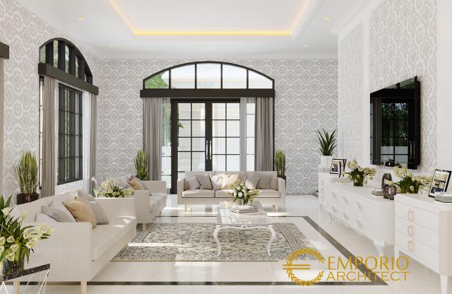 Desain Ruang Keluarga Rumah Mediteran 1 Lantai Bapak Agus di Jambi