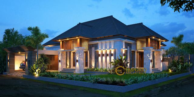 Desain Rumah Hook Villa Bali 1 Lantai Bapak Suharyoso II di  Bontang, Kalimantan Timur