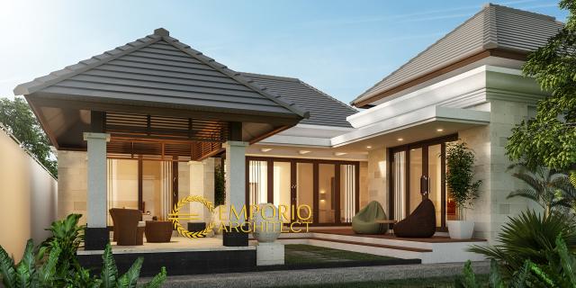Desain Tampak Belakang Rumah Villa Bali 1 Lantai Bapak Ian di Palembang, Sumatera Selatan