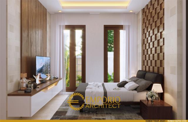 Desain Kamar Tidur Anak Rumah Villa Bali 1.5 Lantai Bapak Erik di Pekanbaru, Riau