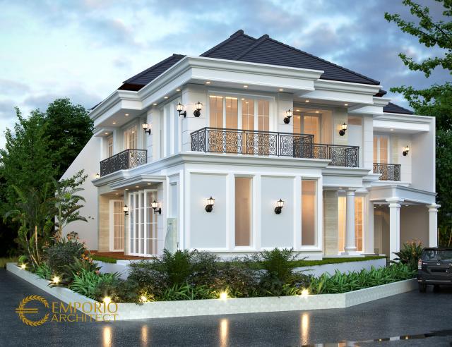 Desain Tampak Depan 1 Rumah Hook Classic 2 Lantai Bapak Saifudin di Serang, Banten