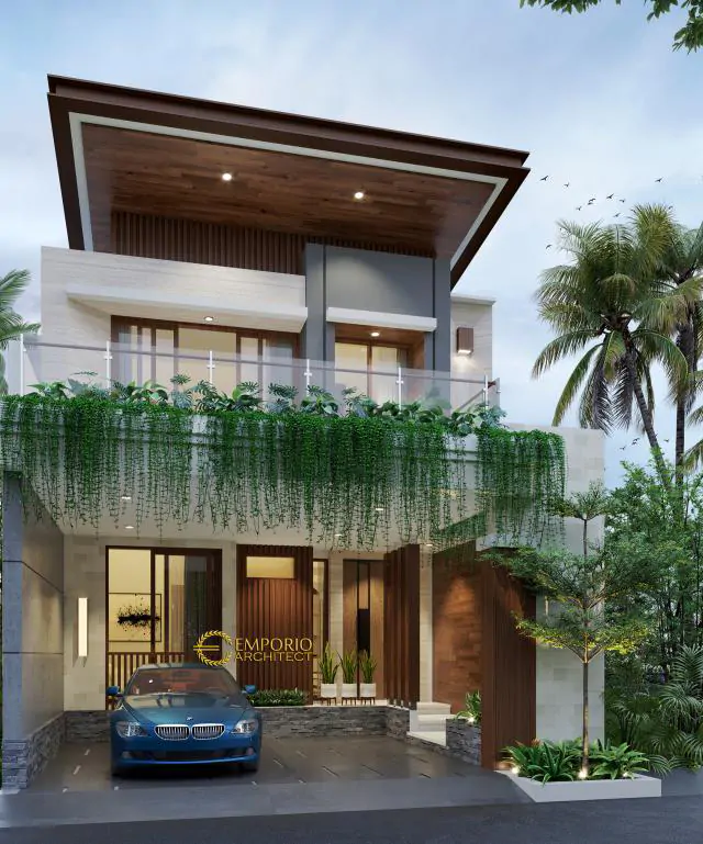 Desain Tampak Depan Rumah Modern 3 Lantai Bapak Adam di Serpong, Tangerang Selatan