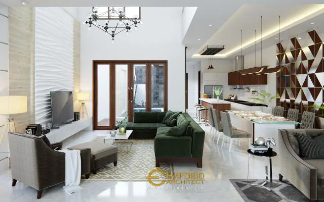 Desain Ruang Keluarga dan Ruang Makan Rumah Modern 2 Lantai Ibu Herlina di Sumatera Utara