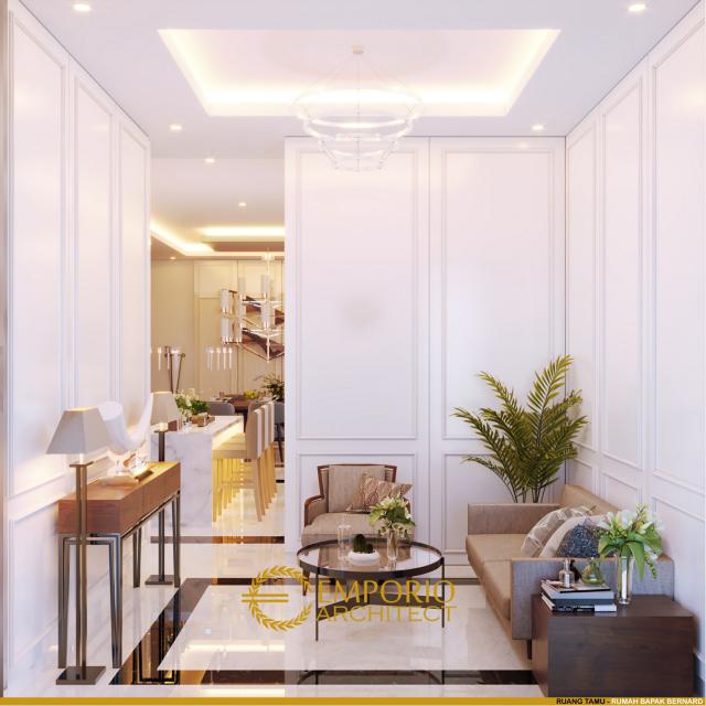 Desain Ruang Tamu Rumah Modern 2 Lantai Bapak Bernard di Tangerang, Banten