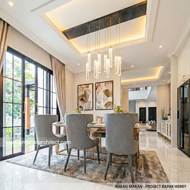 Desain Ruang Makan Rumah Hook Classic 3 Lantai Bapak HRR di Tangerang, Banten