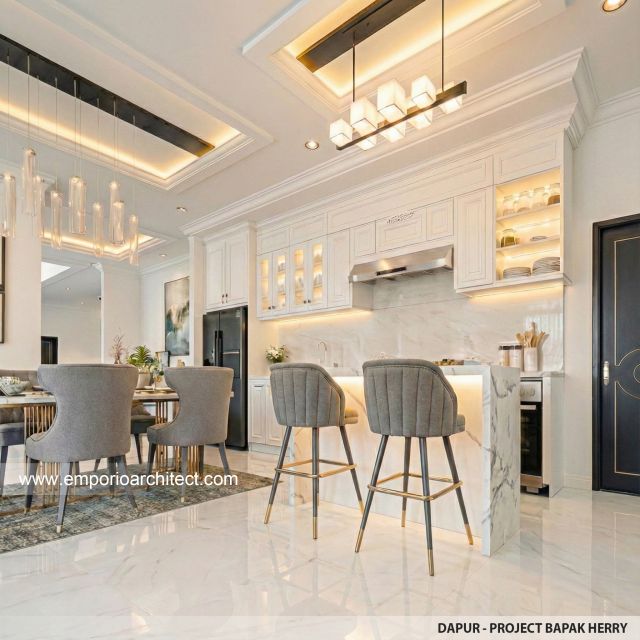 Desain Dapur Rumah Hook Classic 3 Lantai Bapak HRR di Tangerang, Banten