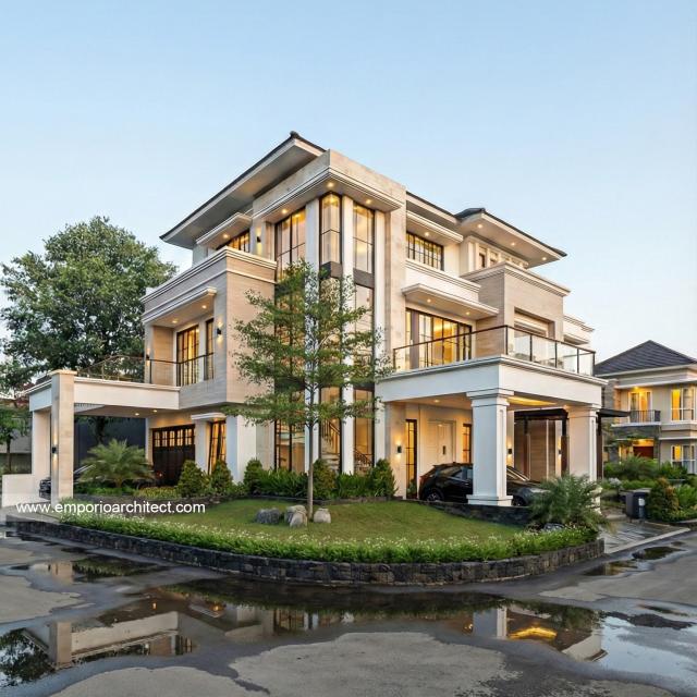 Desain Rumah Hook Classic 3 Lantai Bapak Herry di  Tangerang, Banten