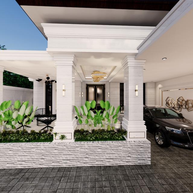 VR Halaman Depan - Desain Rumah Klasik 1 Lantai Bapak FSL - Kalimantan